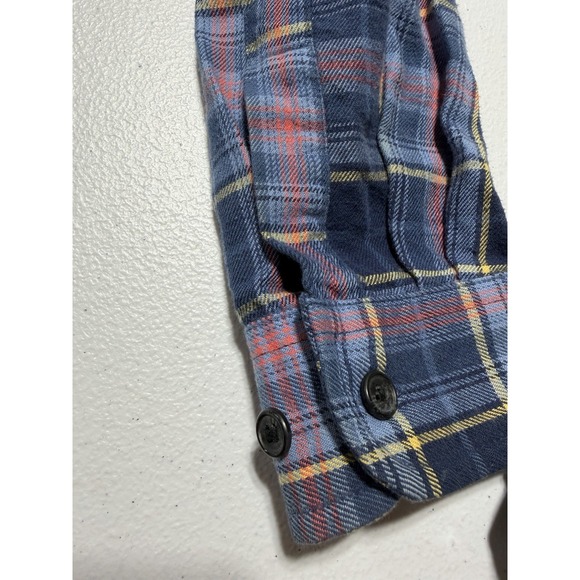 Vintage Eddie Bauer Plaid Flannel Shirt Blue Button Front Long Sleeve S Women's - Picture 9 of 10